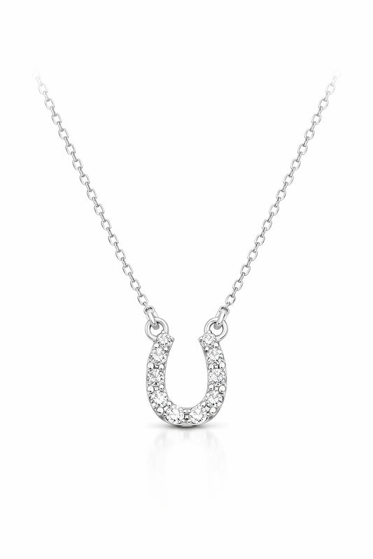 14K White Gold Diamond Horseshoe Pendant, 0.15 ct