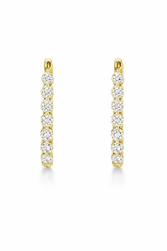 18K Yellow Gold Diamond Hoop Earrings, 2.02 ct