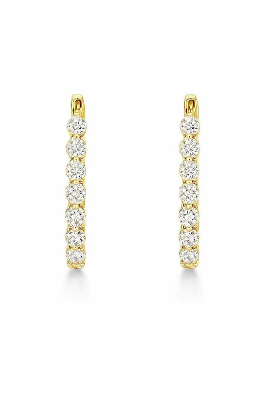 18K Yellow Gold Diamond Hoop Earrings, 2.02 ct
