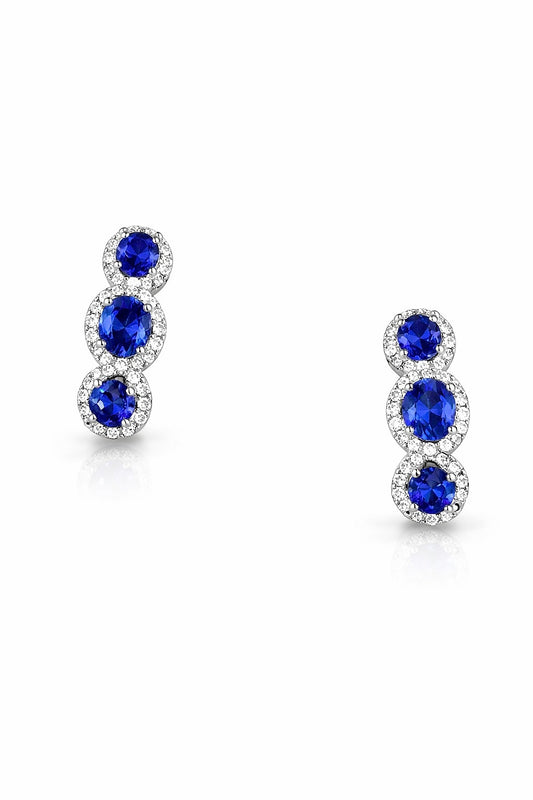 14K White Gold Sapphire and Diamond Earrings, 5/8 ct Sapphire