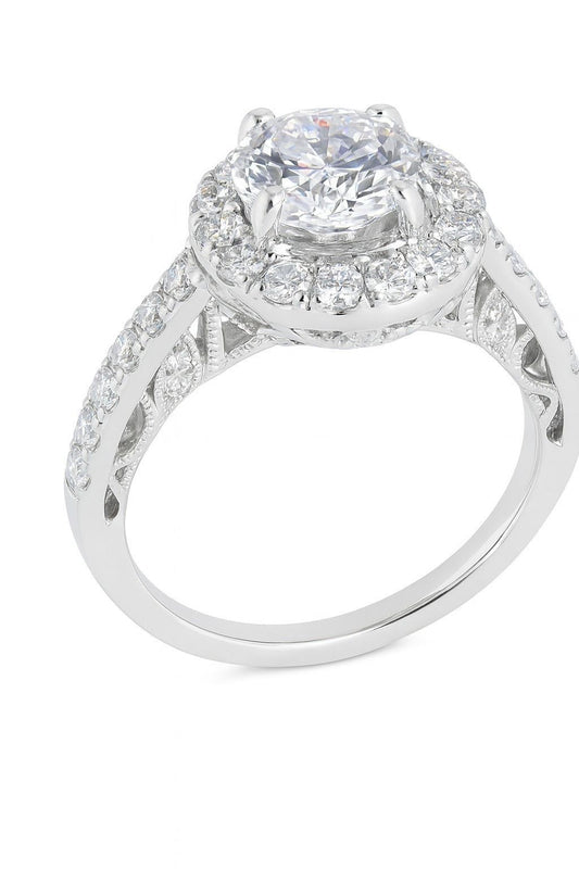 18K White Gold Diamond Engagement Ring, 1.00 ct Center