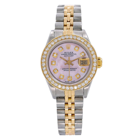 Rolex Datejust 18K Yellow Gold/Stainless Steel Mother of Pearl Dial Diamond Bezel Watch 6917
