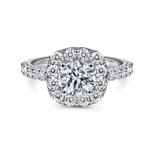 14kt WHITE GOLD DIAMOND ENGAGEMENT RING HALO 0.65CTS