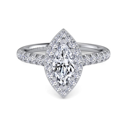 GABRIEL & CO. 14KT WHITE GOLD 0.55CTW MARQUISE DIAMOND SEMI-MOUNTING.