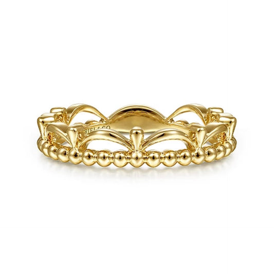 14KT YELLOW GOLD BUJUKAN BEAD CROWN RING