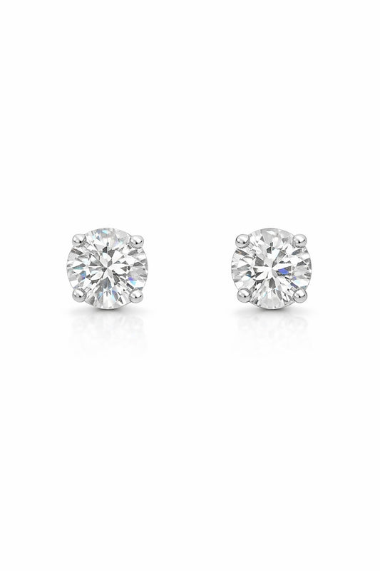 Platinum Round Diamond Stud Earrings, 1.47 ct