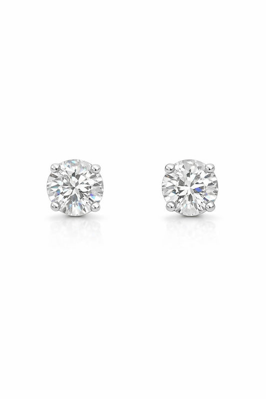 Platinum Round Diamond Stud Earrings, 1.47 ct