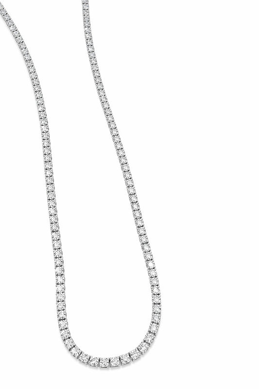 14K White Gold Diamond Necklace, 13.69 ct