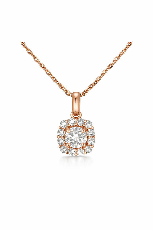14K Rose Gold Diamond Cluster Pendant, 0.70 ct