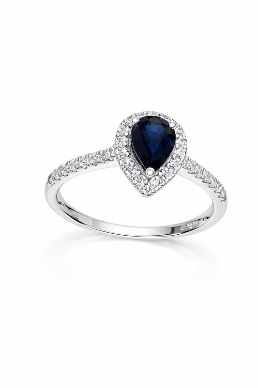 14K White Gold Sapphire and Diamond Ring, 1.15 ctw