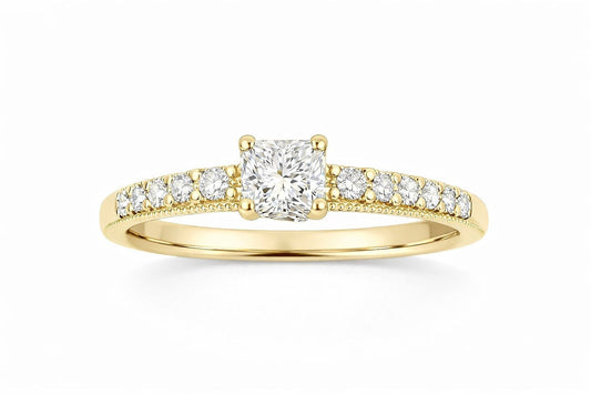 14K Yellow Gold Princess Cut Diamond Ring, 1.00 ct