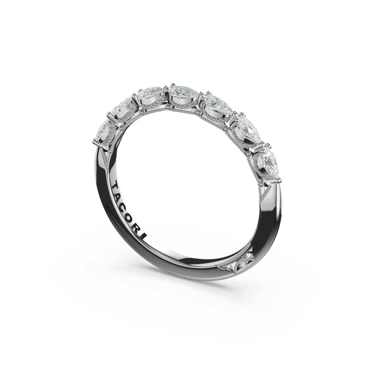Platinum Pear Diamond Half-Way Band, 0.36 ct