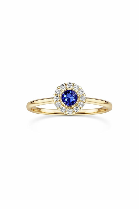 14K Yellow Gold Sapphire and Diamond Ring, 0.20 ct