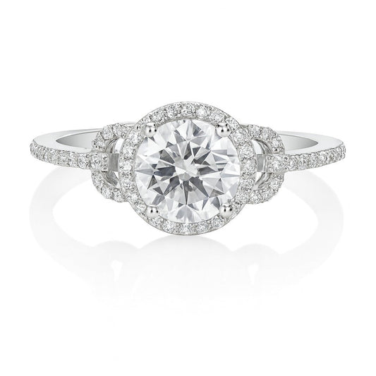 14K White Gold Diamond Engagement Ring, 1.18 ct