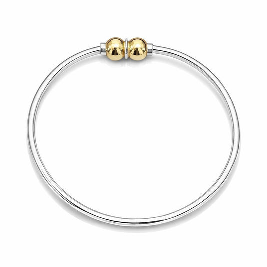 2tone s.silver/14ky 2 ball Cape Cod style bracelet