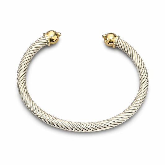2tone s.silver/14ky thick twisted Cape Cod style cuff
