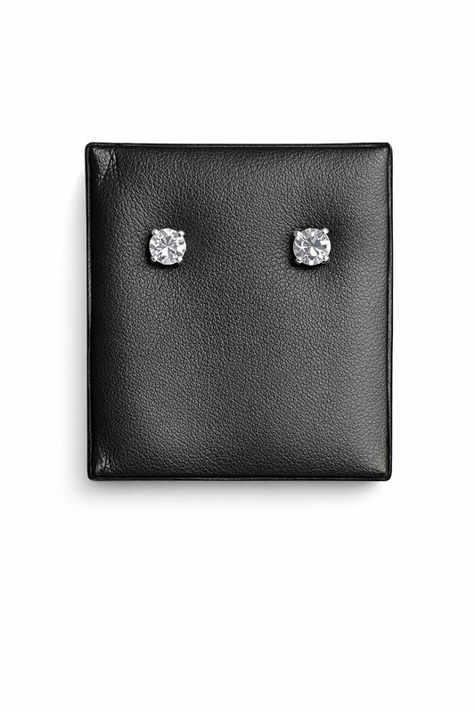 14K White Gold Round Diamond Solitaire Stud Earrings