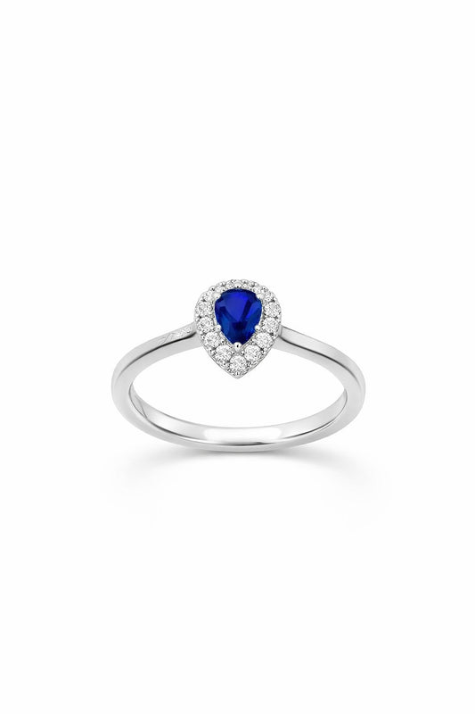 14K White Gold Sapphire and Diamond Ring, 0.68 ct