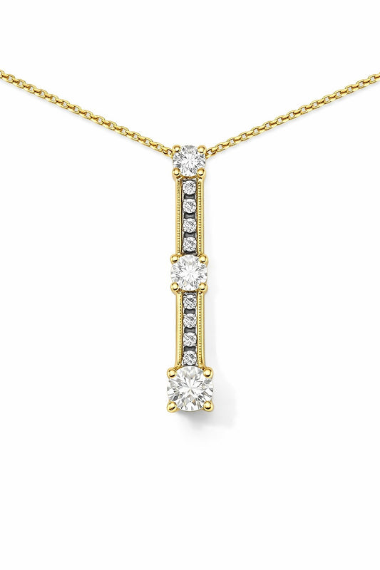 14K Yellow Gold Diamond Three-Stone Pendant, 0.50 ct