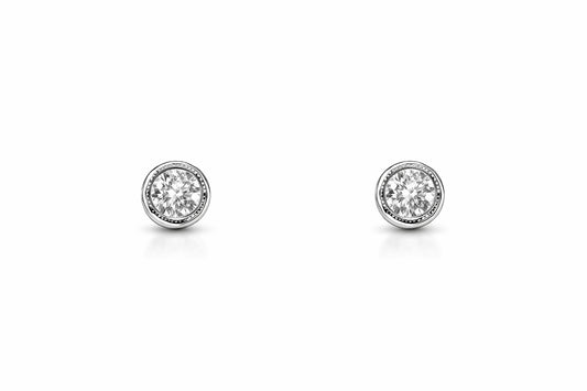 White Gold Diamond Bezel Stud Earrings, 0.52 ct