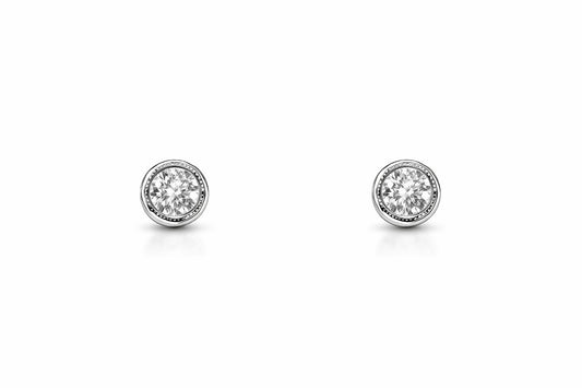 White Gold Diamond Bezel Stud Earrings, 0.52 ct