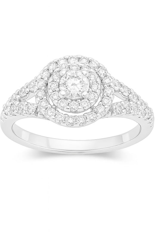 14K White Gold Diamond Engagement Ring, 1.00 ct