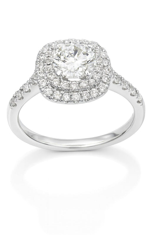 14K White Gold Diamond Engagement Ring, 0.85 ct