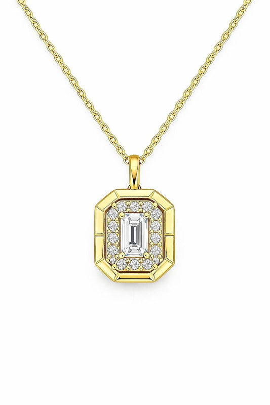 18K Yellow Gold Round Diamond Necklace, 5/8 ct