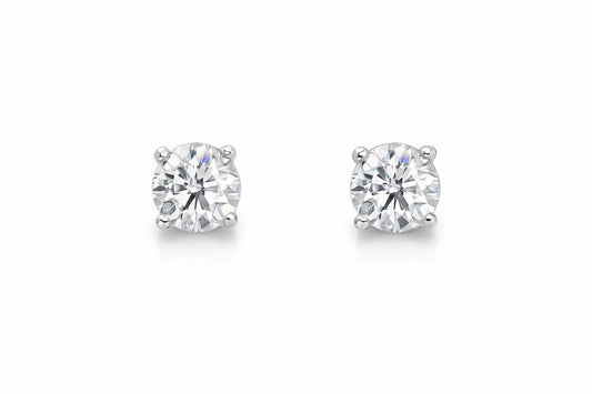 14K White Gold Diamond Stud Earrings, 1.00 ct