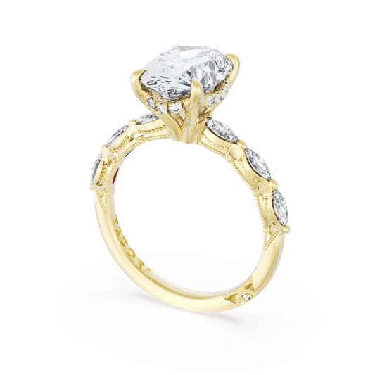 Tacori 18K Yellow Gold Diamond Semi-Mount for 9.5x7mm Oval, 0.42 ct