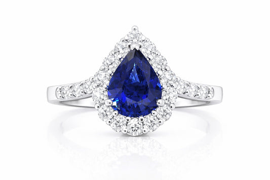 18K White Gold Pear Sapphire and Diamond Earrings, 2.49 ct