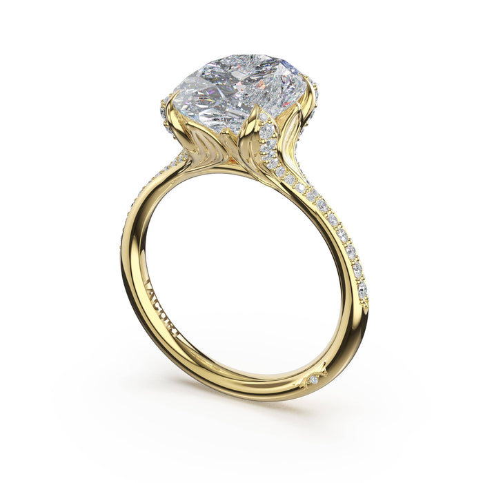 Tacori Sculpted Crescent 18K Yellow Gold Oval Diamond Semi-Mount Ring, 0.31 ct