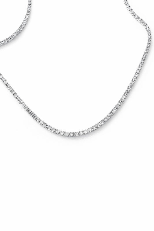 14K White Gold Diamond Necklace, 3.94 ct