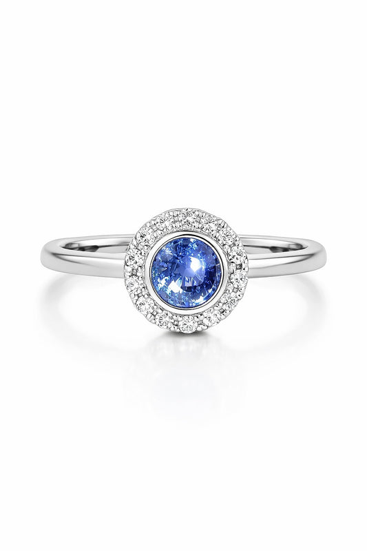 14K White Gold Sapphire and Diamond Ring, 0.53 ct