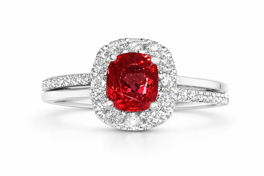 14K White Gold Ruby and Diamond Ring, 1.03 ct Ruby