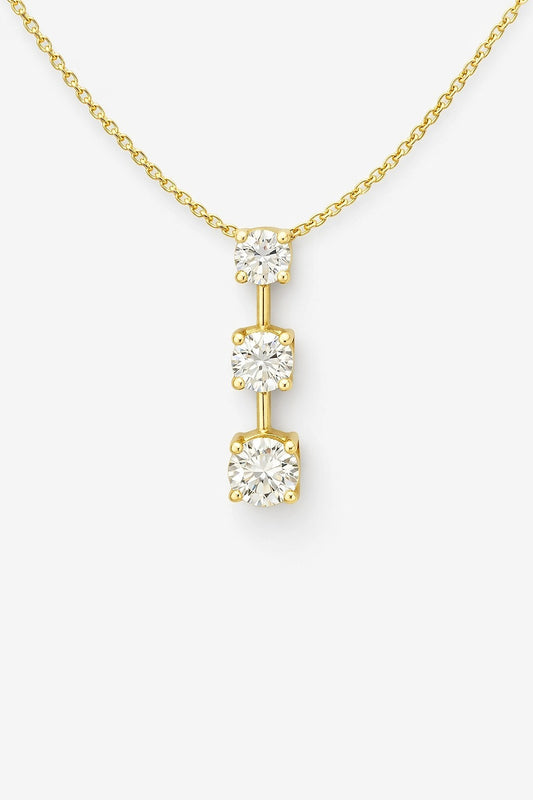 14K Yellow Gold Round Diamond Three-Stone Pendant, 0.75 ctw