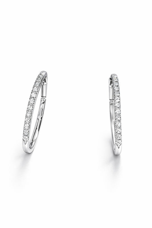 14K White Gold Diamond Hoop Earrings, 0.37 ct