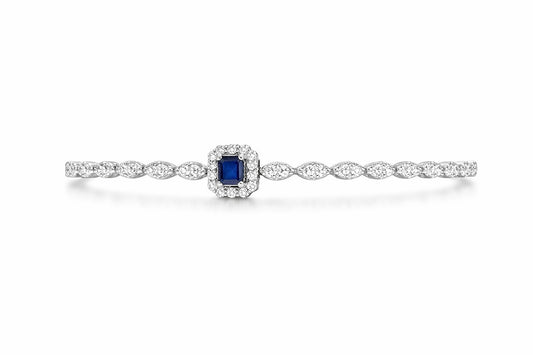 14K White Gold Sapphire and Diamond Bracelet, 1.82 ct