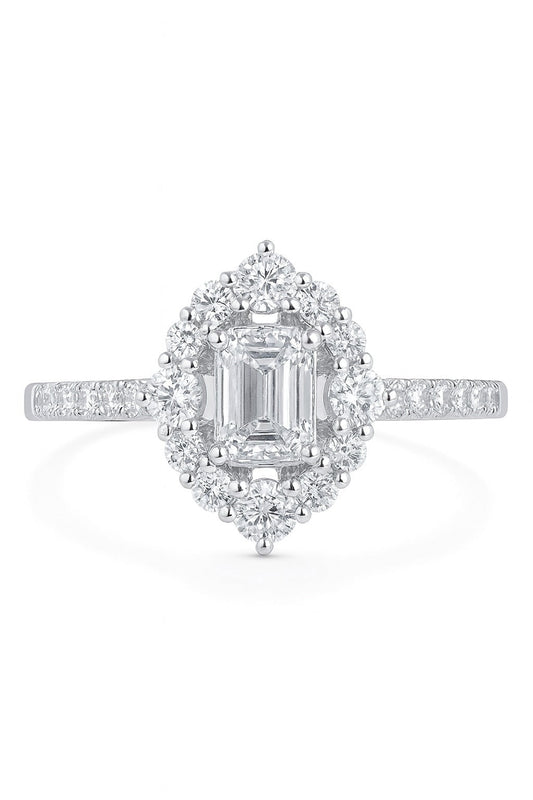 14K White Gold Round Diamond Ring, 0.72 ct