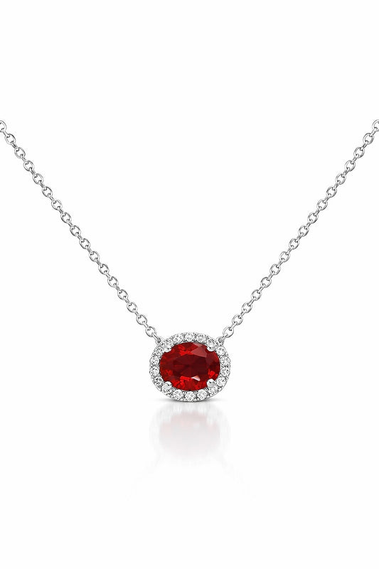 14K White Gold Ruby and Diamond Necklace