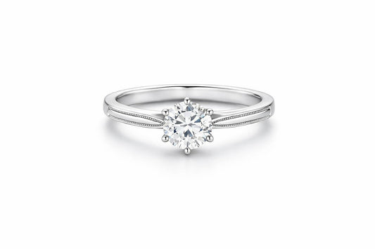 14K White Gold Round Diamond Solitaire Ring, 1.03 ct