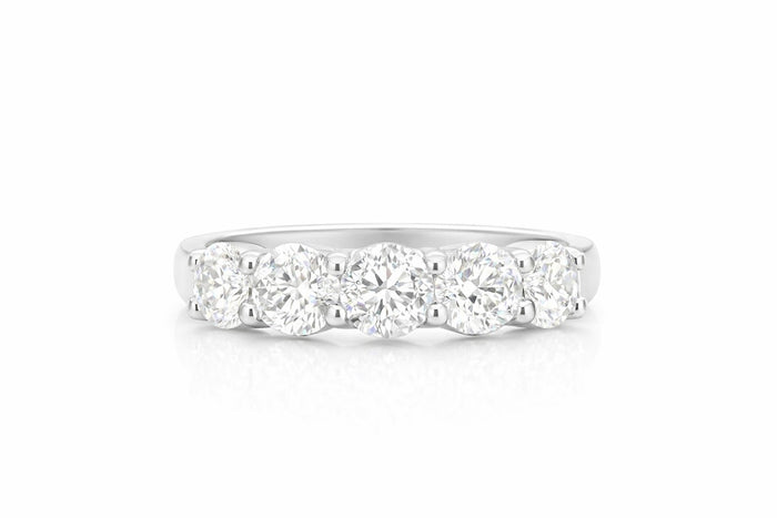 Platinum Diamond Five-Stone Band, 1.51 ctw