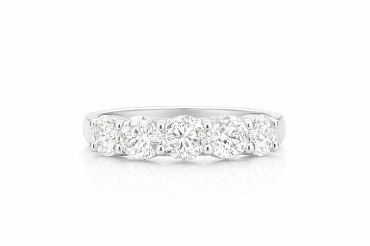 Platinum Diamond Five-Stone Band, 1.51 ctw