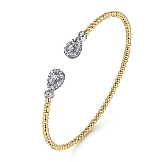 14K White and Yellow Gold Diamond Bujukan Bangle Bracelet