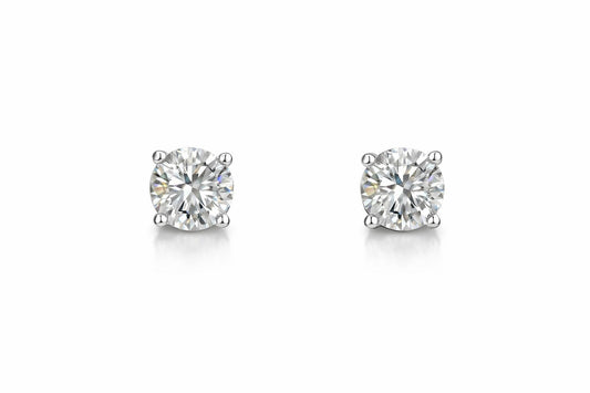 14K White Gold Diamond Stud Earrings, 2.41 ct