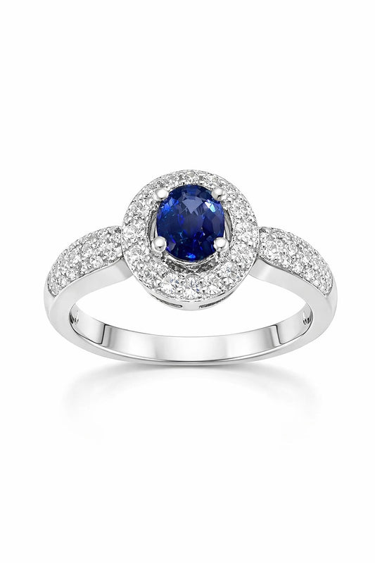 Sapphire and Diamond Cluster Ring