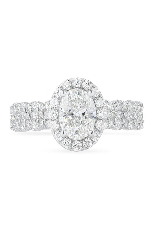 18K White Gold Round Diamond Ring, 1 3/8 ct