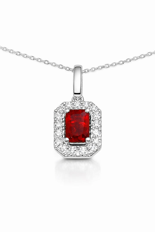 14K White Gold Ruby and Diamond Pendant, 0.65 ct