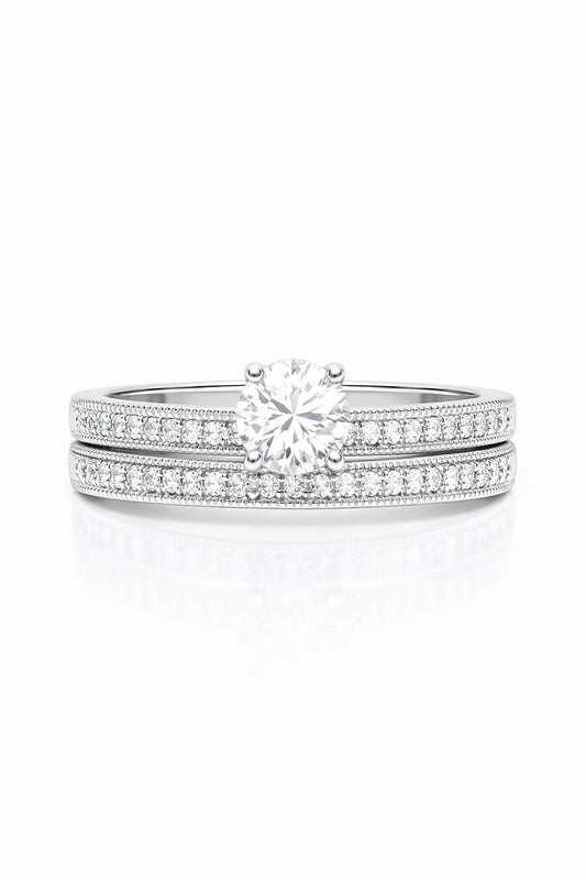 14K White Gold Diamond Remount Ring with Band, 0.60 ct