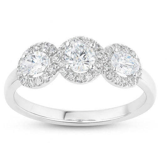 14K White Gold Oval Diamond Ring, 5/8 ct
